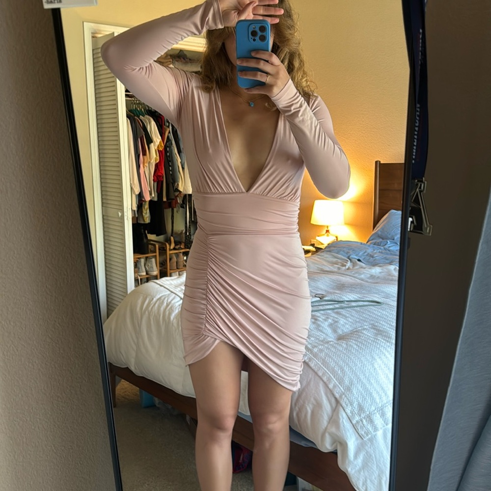 Dusty pink mini cocktail dress